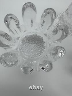 3 Kosta Boda Sweden Heavy Glass Candle Holders Sunflower Ice Goran Warff MCM