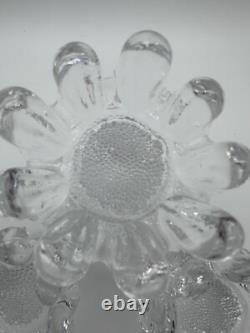 3 Kosta Boda Sweden Heavy Glass Candle Holders Sunflower Ice Goran Warff MCM