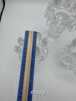 3 Kosta Boda Sweden Heavy Glass Candle Holders Sunflower Ice Goran Warff MCM