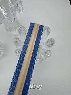 3 Kosta Boda Sweden Heavy Glass Candle Holders Sunflower Ice Goran Warff MCM