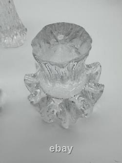3 Kosta Boda Sweden Heavy Glass Candle Holders Sunflower Ice Goran Warff MCM