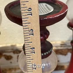 3 Large 2-18 &1 15 Pillar Candle Holders Ornate Heavy Resin Withglass Globes EUC