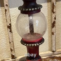 3 Large 2-18 &1 15 Pillar Candle Holders Ornate Heavy Resin Withglass Globes EUC