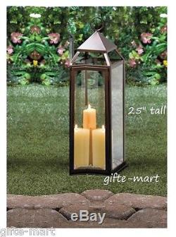 3 Large 24 tall Malta BRONZE BROWN Candle Lantern holder light outdoor terrace