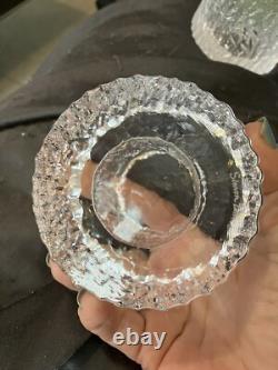 3 Lot Simon Pearce heavy Ice textured glass candle holders 2.5 X 3 1/8 Signed