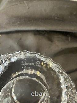 3 Lot Simon Pearce heavy Ice textured glass candle holders 2.5 X 3 1/8 Signed