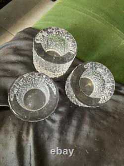 3 Lot Simon Pearce heavy Ice textured glass candle holders 2.5 X 3 1/8 Signed