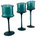 3 Mcm Empoli Teal Art Glass Compote/ Candle Holder