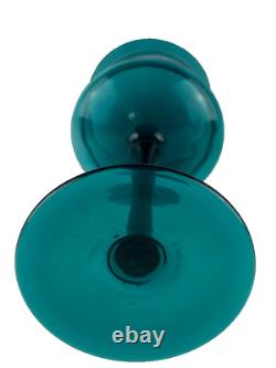 3 MCM Empoli Teal Art Glass Compote/ Candle Holder