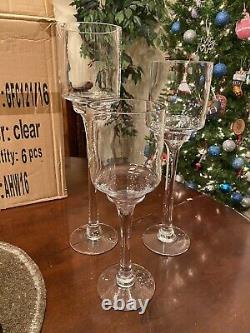 3 Sizes, 6 Per Size of Elegant Long Stem Glass Candle Holders