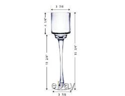 3 Sizes, 6 Per Size of Elegant Long Stem Glass Candle Holders