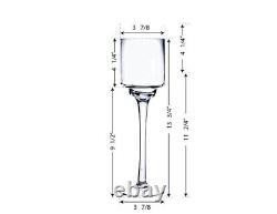 3 Sizes, 6 Per Size of Elegant Long Stem Glass Candle Holders