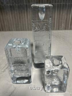 3 Vintage Iittala Arkipelago Ice Block Candle Holders Timo Sarpaneva Finland MCM