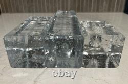3 Vintage Iittala Arkipelago Ice Block Candle Holders Timo Sarpaneva Finland MCM