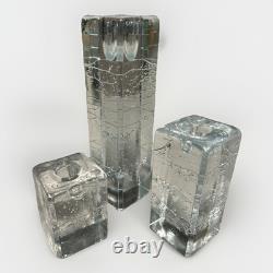 3 Vintage Iittala Arkipelago Ice Block Candle Holders Timo Sarpaneva Finland MCM