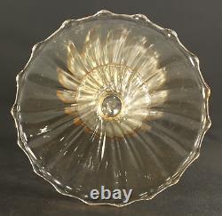 = 3 Vintage Murano Art Glass Candle Holders, Hand Blown, Clear w. Peach Hues