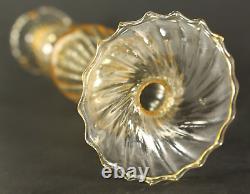 = 3 Vintage Murano Art Glass Candle Holders, Hand Blown, Clear w. Peach Hues