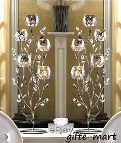 3 silver shabby LARGE Candelabra Candle holder floral wedding table decoration
