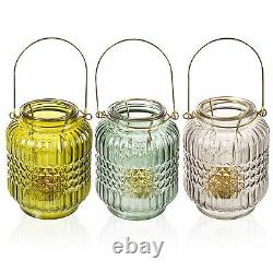 3 x Glass Tea Light Candle Lantern Holders Round Table Wedding Centrepiece Decor