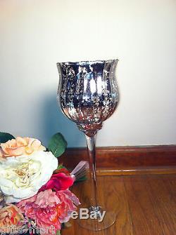 30 LARGE silver mercury glass Chalice candle cup holder wedding centerpiece vase