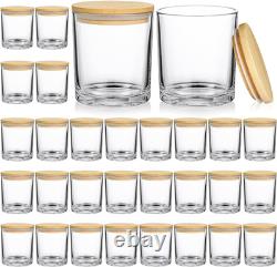 30 Pack 10oz Clear Glass Candle Jars with Bamboo Lids & Labels Dishwasher Safe