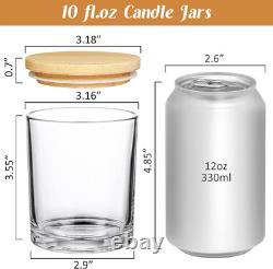 30 Pack 10oz Clear Glass Candle Jars with Bamboo Lids & Labels Dishwasher Safe