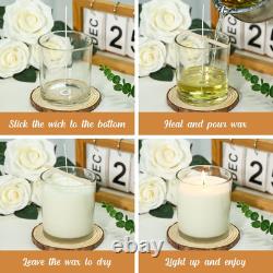 30 Pack 10oz Clear Glass Candle Jars with Bamboo Lids & Labels Dishwasher Safe