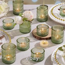 30 Pack Green Votive Candle Holders, Glass Votive Candle Holders for Spring W
