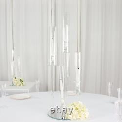 32 CLEAR 5 Arm Crystal Glass Round Candelabra Taper CANDLE HOLDER Party Events