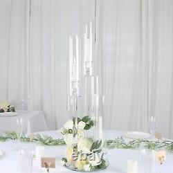 32 CLEAR 5 Arm Crystal Glass Round Candelabra Taper CANDLE HOLDER Party Events