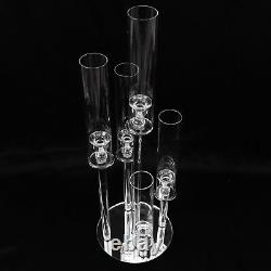 32 CLEAR 5 Arm Crystal Glass Round Candelabra Taper CANDLE HOLDER Party Events