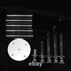 32 CLEAR 5 Arm Crystal Glass Round Candelabra Taper CANDLE HOLDER Party Events