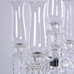 32 Clear 5 Arm Crystal Glass Candelabra Hurricane Taper Candle Holder