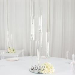 32 Clear 5 Arm Round Crystal Glass Candelabra Taper CANDLE HOLDER Party Events