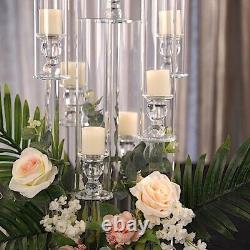 33 CLEAR 7 Arm Crystal Glass Candelabra VOTIVE CANDLE HOLDER Party Decorations