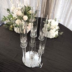 33 Clear 7 Arm Crystal Glass Candelabra Pillar VOTIVE CANDLE HOLDER Party Home