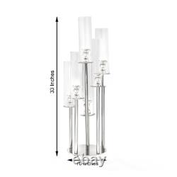 33 Clear 7 Arm Crystal Glass Candelabra Votive Candle Holder Party Decorations