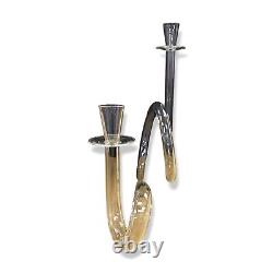 $330 De Vecchi Clear Mult8 Glass Candelabra Decorative Pillar Candle Holders