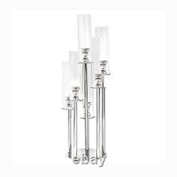 33Inch Clear 7 Arm Crystal Glass Candelabra Pillar Votive Candle Holder Wedding