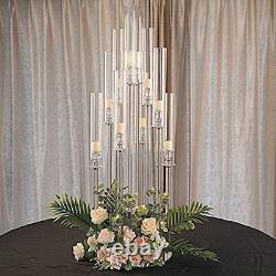 33Inch Clear 7 Arm Crystal Glass Candelabra Pillar Votive Candle Holder Wedding