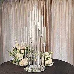 33Inch Clear 7 Arm Crystal Glass Candelabra Pillar Votive Candle Holder Wedding