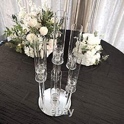 33Inch Clear 7 Arm Crystal Glass Candelabra Pillar Votive Candle Holder Wedding