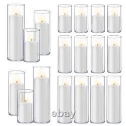 36 PCS White Pillar Candles with Glass Candle Holders Clear Hurricane Candle