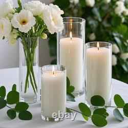 36 PCS White Pillar Candles with Glass Candle Holders Clear Hurricane Candle