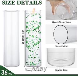 36 Pack Glass Cylinder Vases Clear Flower Vase Tall Floating Candle Holders 4 In