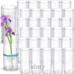 36 Pcs Clear Glass Cylinder Vases Bulk 10 Inch Tall Floating Candle Holders G