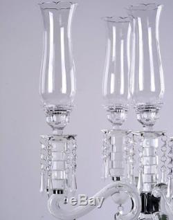 39 Tall 5 Arm Crystal Glass Candelabra Hurricane Candle Holder Centerpieces