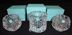 3x French Crystal Candleholders by Tiffany & Co with original Boxes (Lea)