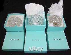 3x French Crystal Candleholders by Tiffany & Co with original Boxes (Lea)