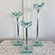 3x Tony Evans Art Glass Candlesticks Signed Good Condtion 11-17